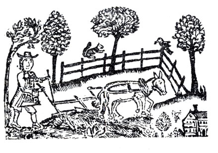 Американский фермер. Рисунок из 'Пенсильваниа альманах'. 1765 г.