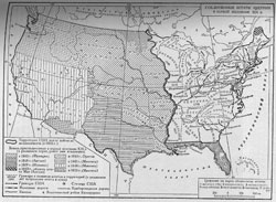Карта 'Соединенные штаты Америки в первой половине XIX в.'