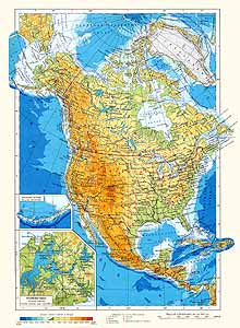 Карта 'Северная Америка. Физическая карта'