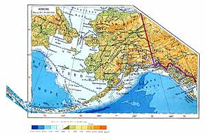 Карта 'Аляска. Физическая карта'